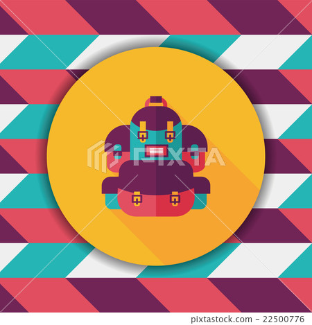 backpack flat icon with long shadow - Stock Illustration [22500776] - PIXTA
