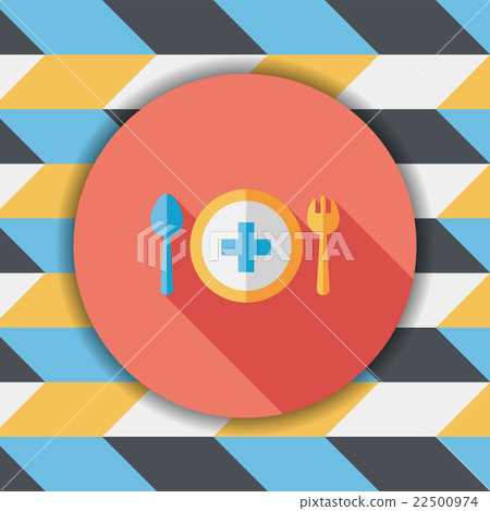 eat health flat icon with long shadow - Stock Illustration [22500974 ...