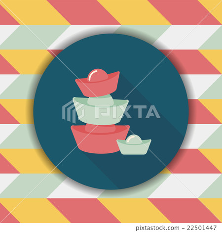 Chinese New Year flat icon with long shadow,eps10, Gold ingot de Chinese New Year flat icon with long shadow,eps10, Gold ingot de 22501447