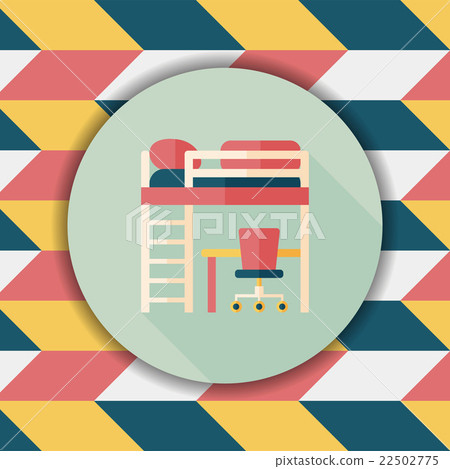 bed and desk flat icon with long shadow bed and desk flat icon with long shadow 22502775