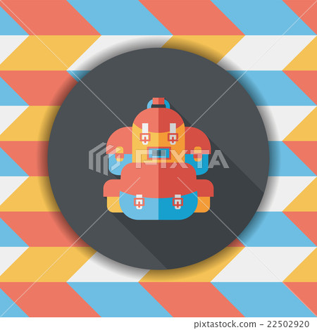 backpack flat icon with long shadow - Stock Illustration [22502920] - PIXTA