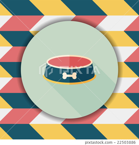 Pet dog bowl flat icon with long shadow,eps10 - Stock Illustration ...