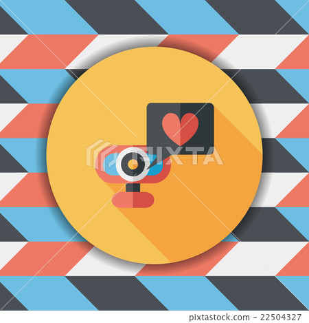 Valentine's Day webcame love message flat icon with long shadow, Valentine's Day webcame love message flat icon with long shadow, 22504327