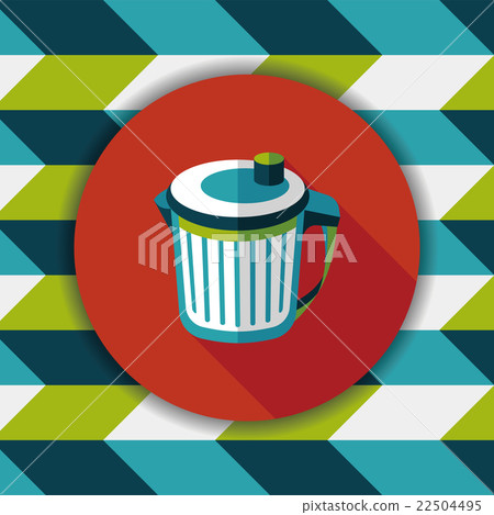 kitchenware garbage can flat icon with long shadow,eps10 22504495