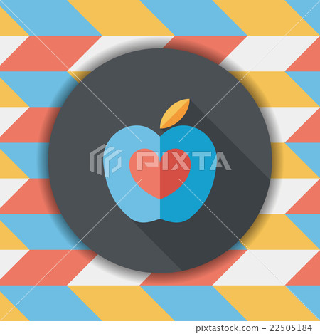 Apple flat icon with long shadow - Stock Illustration [22505184] - PIXTA