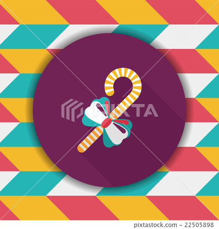 Christmas candy cane flat icon with long... - Stock Illustration ...