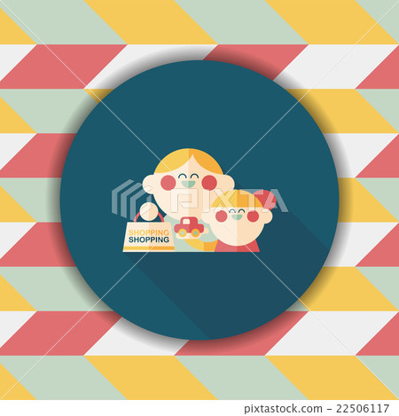 Parents and child shopping flat icon with long shadow,eps10 22506117