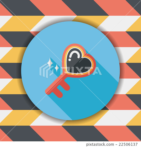 Valentine's Day lover key lock flat icon with... - Stock Illustration ...