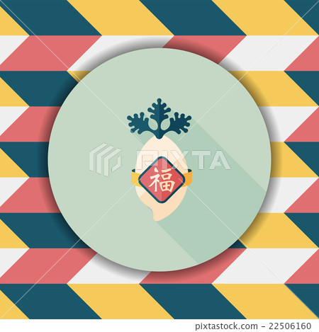 Chinese New Year flat icon with long shadow,eps10, lucky white r 22506160