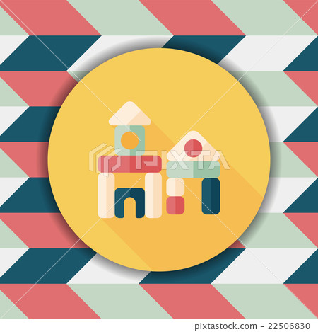 brick house flat icon with long shadow - Stock Illustration [22506830 ...