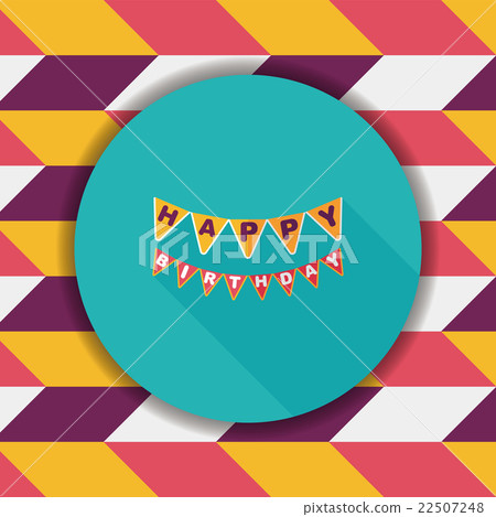 birthday party flag flat icon with long shadow,eps10 22507248