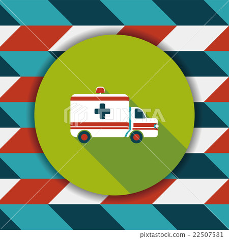 ambulance car flat icon with long shadow - Stock Illustration [22507581 ...