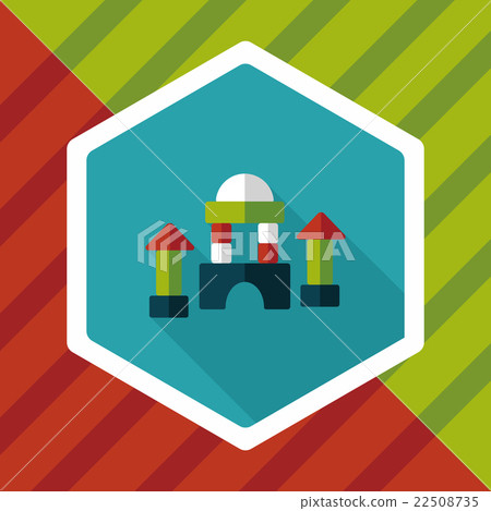 brick house flat icon with long shadow - Stock Illustration [22508735 ...