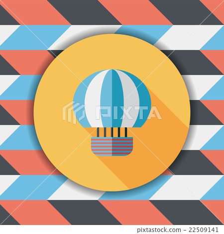 Hot Air Balloon flat icon with long shadow - Stock Illustration ...