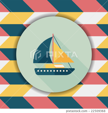Sailboat flat icon with long shadow - Stock Illustration [22509368] - PIXTA