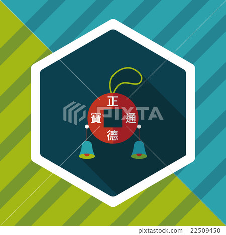 Chinese New Year flat icon with long shadow,eps10, Kosen Lucky p 22509450