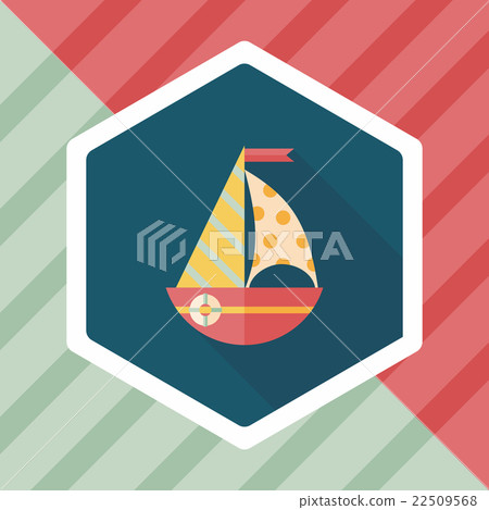 Sailboat flat icon with long shadow,eps10 Sailboat flat icon with long shadow,eps10 22509568