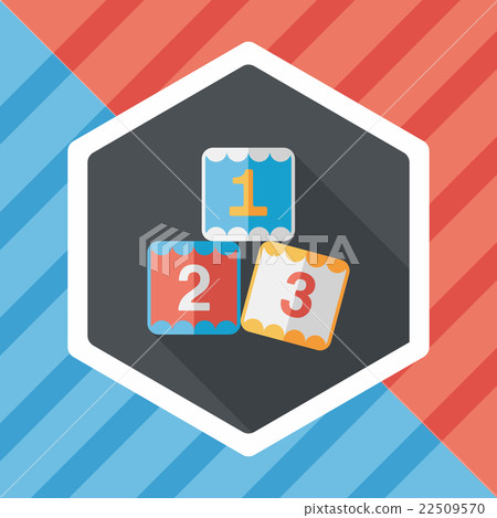 123 blocks flat icon with long shadow,eps10 22509570