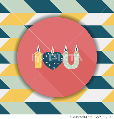 Valentine's Day candle flat icon with long shadow,eps10 22509727