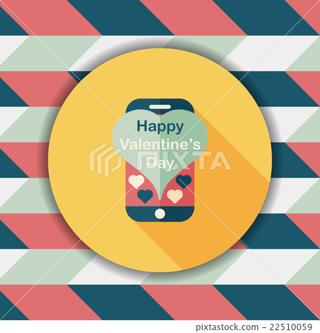 Valentine's Day message phone flat icon with long shadow,eps10 22510059