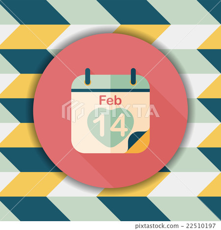 Valentine's Day February fourteen flat icon with long shadow,eps Valentine's Day February fourteen flat icon with long shadow,eps 22510197