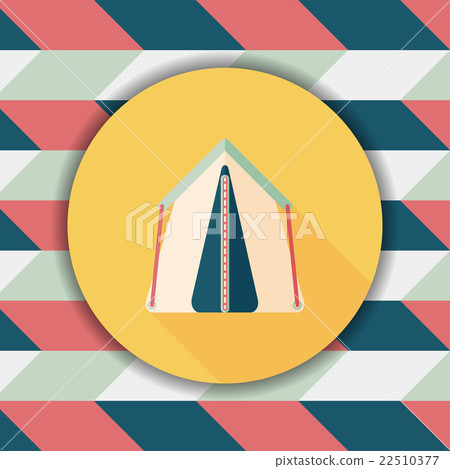 tourist tent flat icon with long shadow - Stock Illustration [22510377 ...