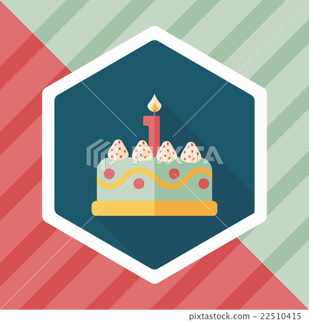 birthday cake flat icon with long shadow,eps10 - Stock Illustration ...