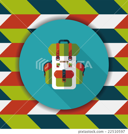 backpack flat icon with long shadow - Stock Illustration [22510597] - PIXTA