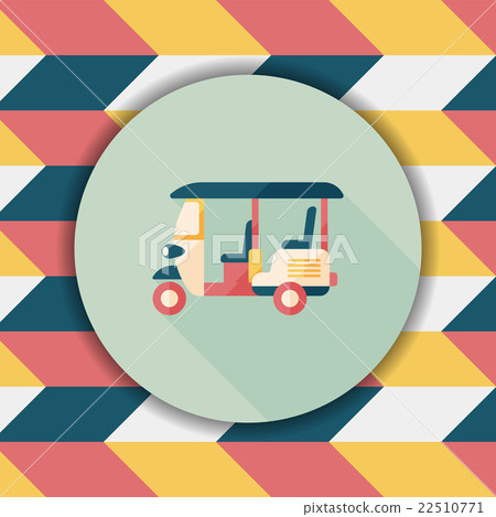 Three wheeled motor rickshaw, flat icon with long shadow Three wheeled motor rickshaw, flat icon with long shadow 22510771