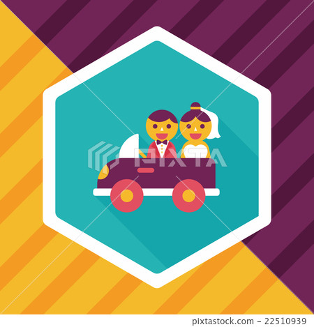 wedding car flat icon with long shadow, eps10 22510939