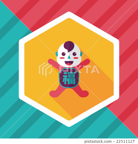 Chinese New Year flat icon with long shadow,eps10, Maitreya doll 22511127