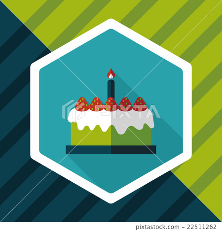 birthday cake flat icon with long shadow,eps10 - Stock Illustration ...