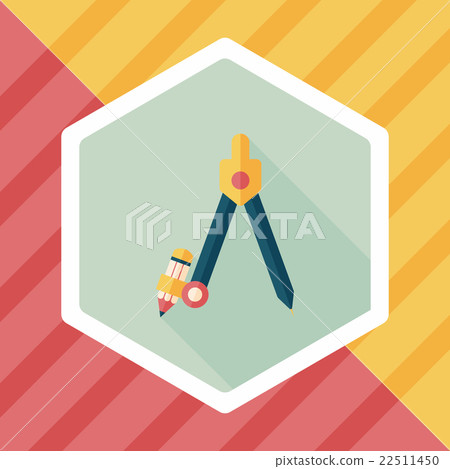 Compass Pencil flat icon with long shadow,eps10 - Stock Illustration ...