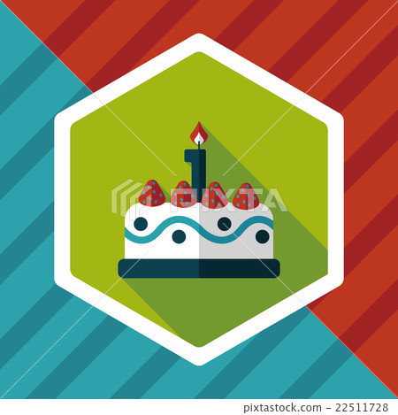 birthday cake flat icon with long shadow,eps10 - Stock Illustration ...