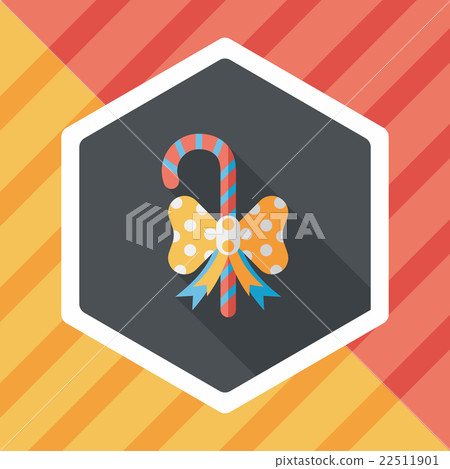Christmas candy cane flat icon with long... - Stock Illustration ...