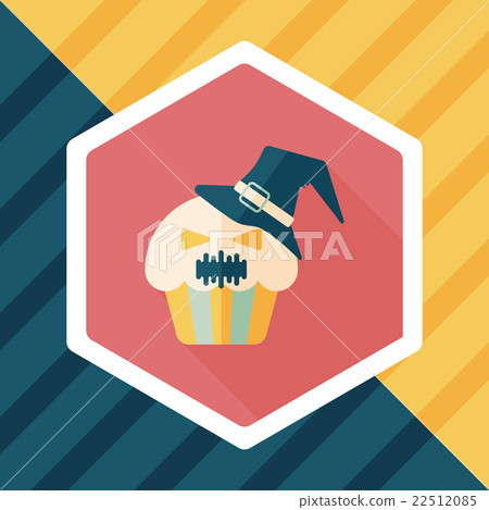 Halloween cupcakes with ghost flat icon with long shadow,eps10 Halloween cupcakes with ghost flat icon with long shadow,eps10 22512085