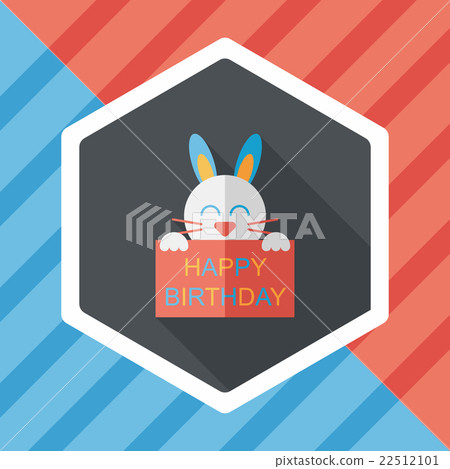 Happy birthday rabbit card flat icon with long shadow,eps10 Happy birthday rabbit card flat icon with long shadow,eps10 22512101