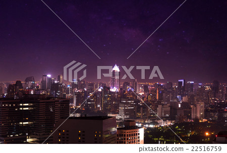 city view on night sky and milky way , cityscape city view on night sky and milky way , cityscape 22516759