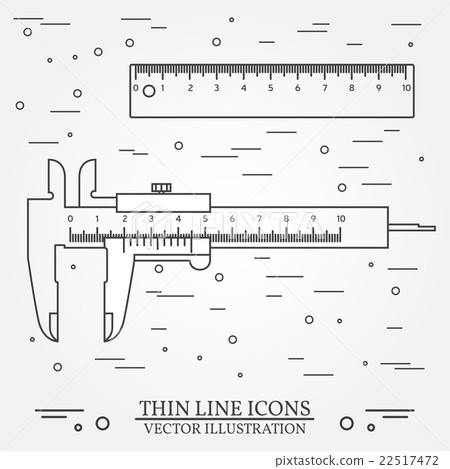 Set vector thin line icons calipers and ruler.  22517472