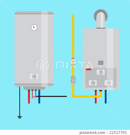 Set of gas water heater and electric water heater. 22517701