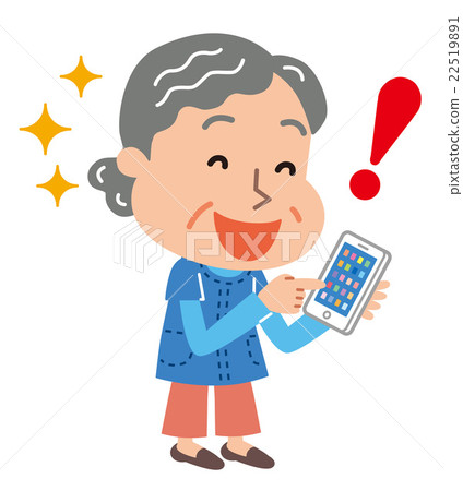 智能手機年長女性例證 22519891