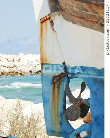 old boat on coastline of the sea old boat on coastline of the sea 22521117