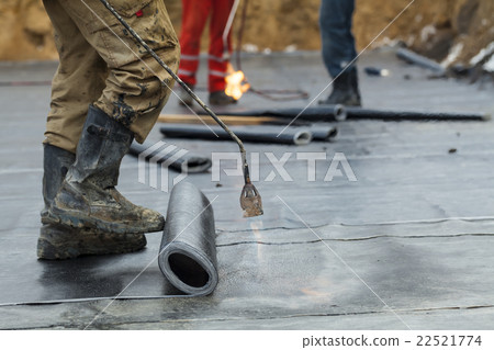 Installation of roll roofing waterproofing  22521774