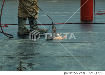 Installation of roll roofing waterproofing  22521776