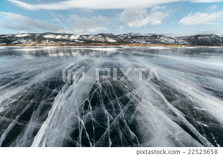 Ice lake with cracks. 22523658