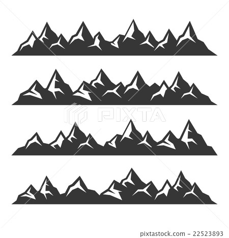 Mountain Icons Set on White Background. Vector - Stock Illustration ...