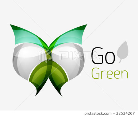 Leaf abstract icon made of waves 22524207