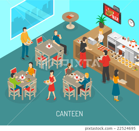 Workplace Canteen Lunch Isometric Poster Workplace Canteen Lunch Isometric Poster 22524695