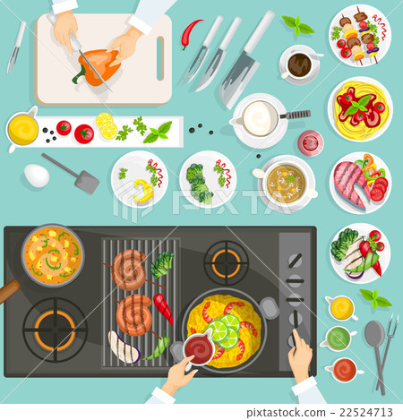Chef Workplace Top View 22524713