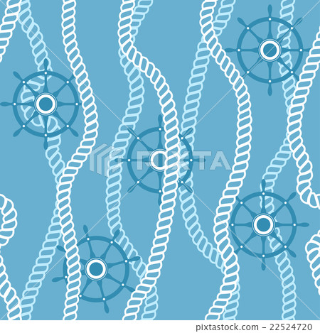 Seamless pattern marine rope and ships wheel 22524720